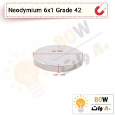 آهنربا گرد (استوانه - دیسک) نیودیمیوم 6x1 ND گرید 42