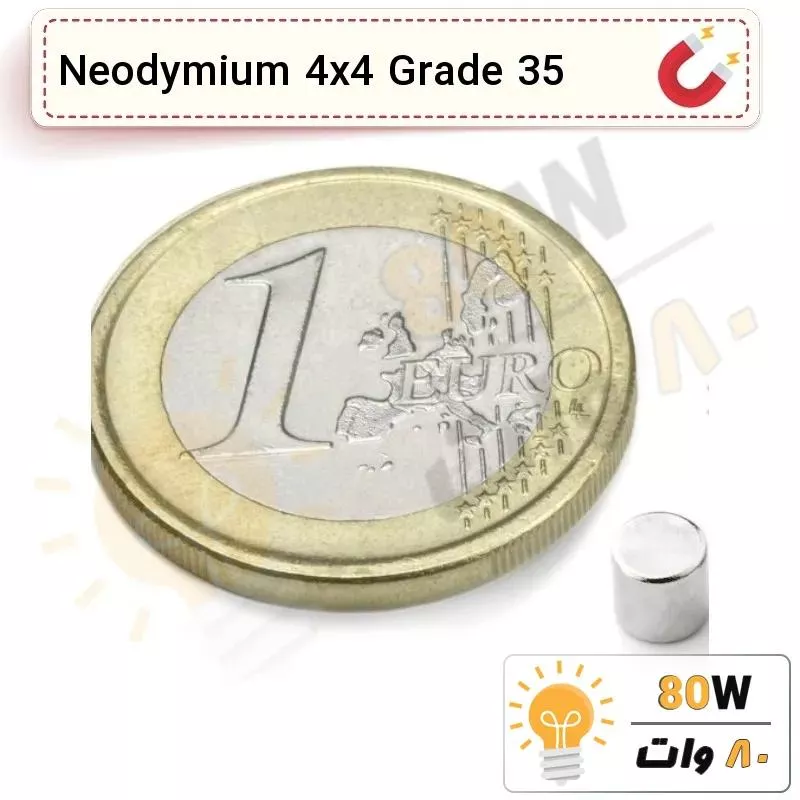 آهنربا گرد (استوانه - دیسک) نیودیمیوم 4x4 ND گرید 35