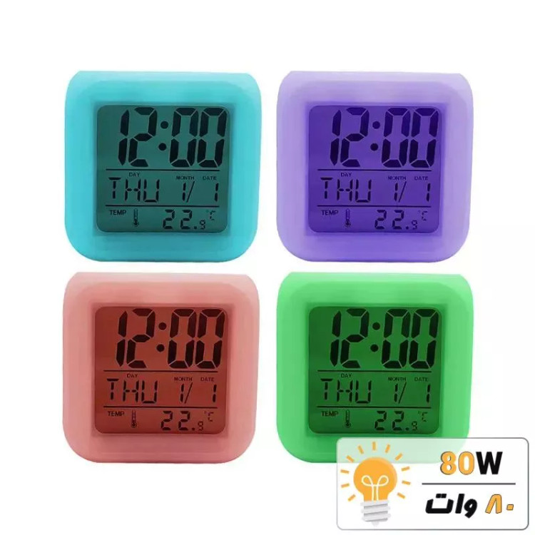 ساعت و دماسنج دیجیتال رنگی آلارم دار مکعبی CHH508 RGB
