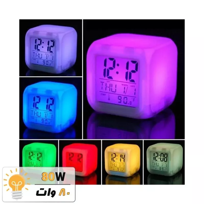 ساعت و دماسنج دیجیتال رنگی آلارم دار مکعبی CHH508 RGB