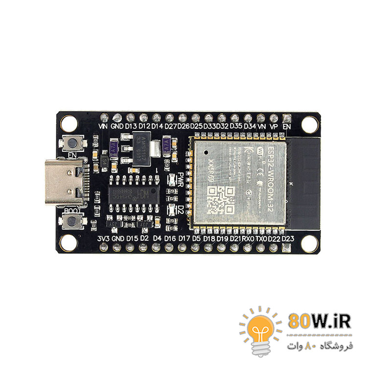 برد توسعه ESP32-WROOM-32 دارای بلوتوث، وای فای و مبدل CH340