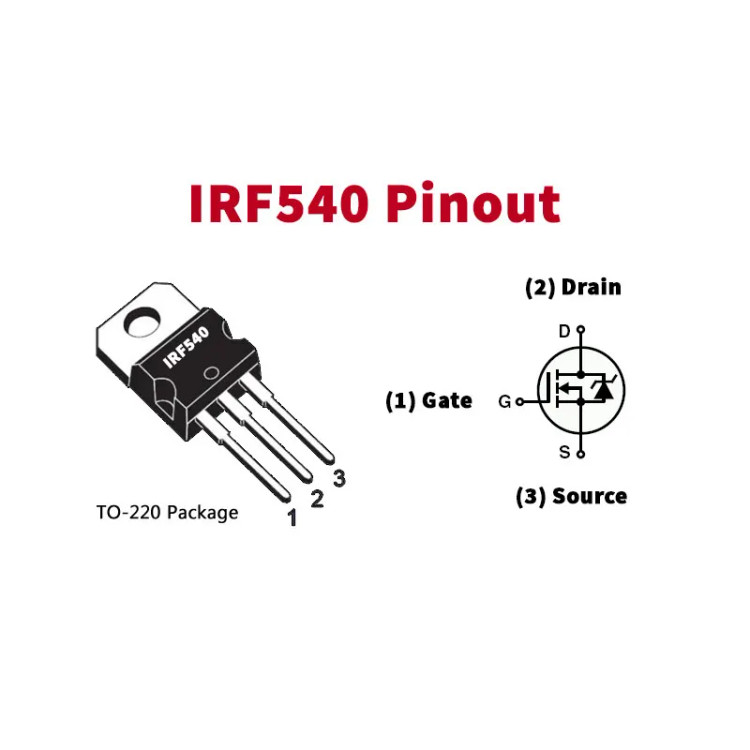 ماسفت IRF540 پکیج TO-220 اورجینال
