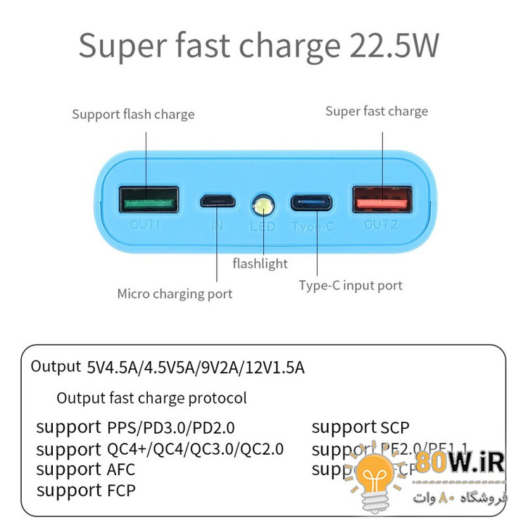 کیس پاوربانک KA4 فست شارژ QC با دو ورودی Micro - Type-C و دو خروجی USB