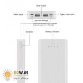 کیس پاوربانک 20000mAh با ورودی Type-C و micro USB و دو خروجی USB مدل W8