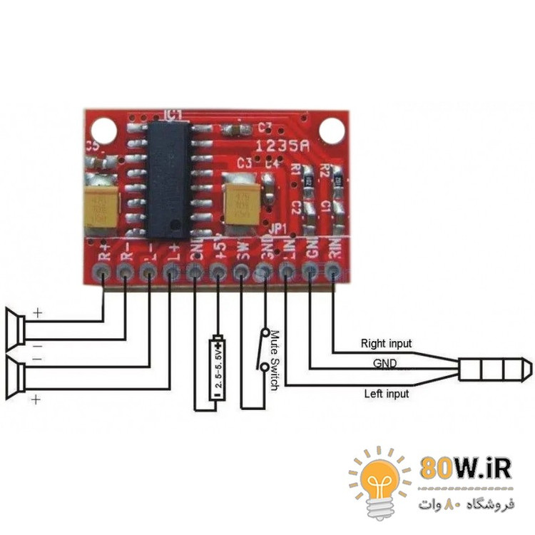 ماژول آمپلی فایر 2x3W سری Red قرمز با تراشه PAM8403