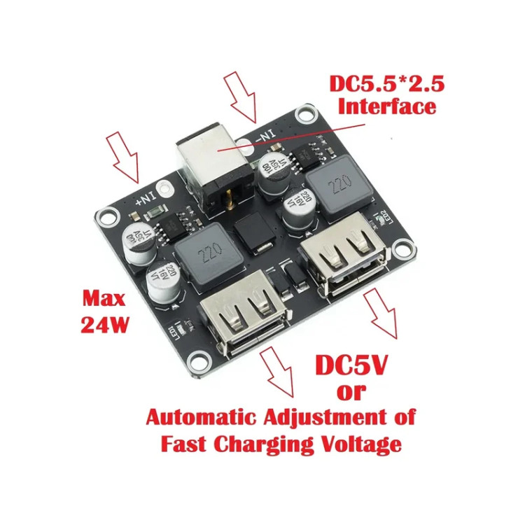 ماژول فست شارژ QC3.0 2 خروجی 24 وات مدل KC42-2