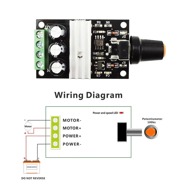 ماژول کنترل دور موتور DC خروجی PWM با ولتاژ 6V الی 28V