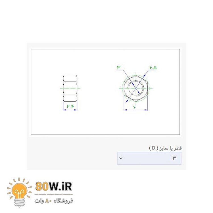 مهره شش گوش پلاستیکی M3