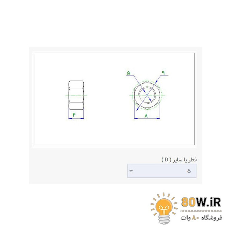 مهره شش گوش پلاستیکی M5