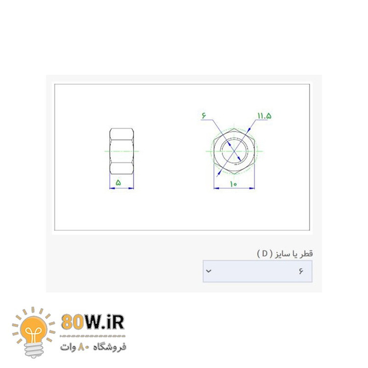 مهره شش گوش پلاستیکی M6