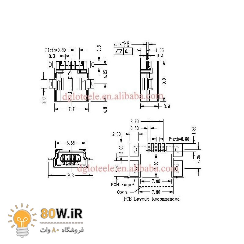 کانکتور USB-Mini مادگی SMD