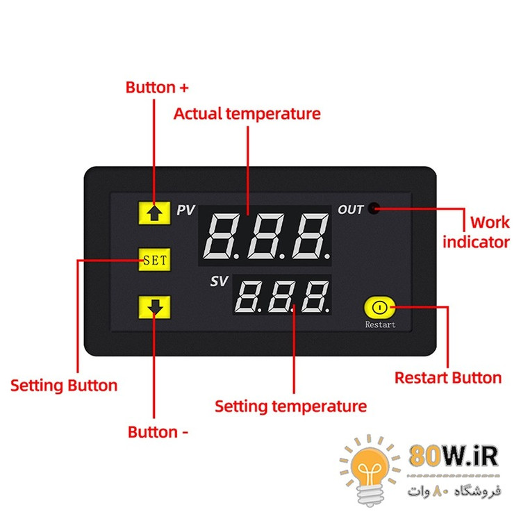 ماژول ترموستات دیجیتال دما W3230 ولتاژ 220 ولت