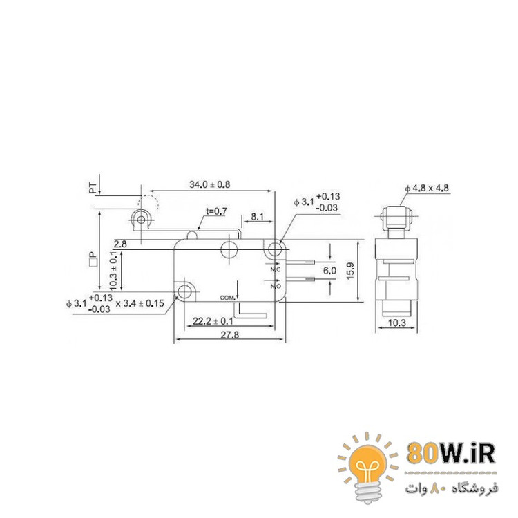 میکروسوئیچ اهرم دار با غلتک V-156-1C25