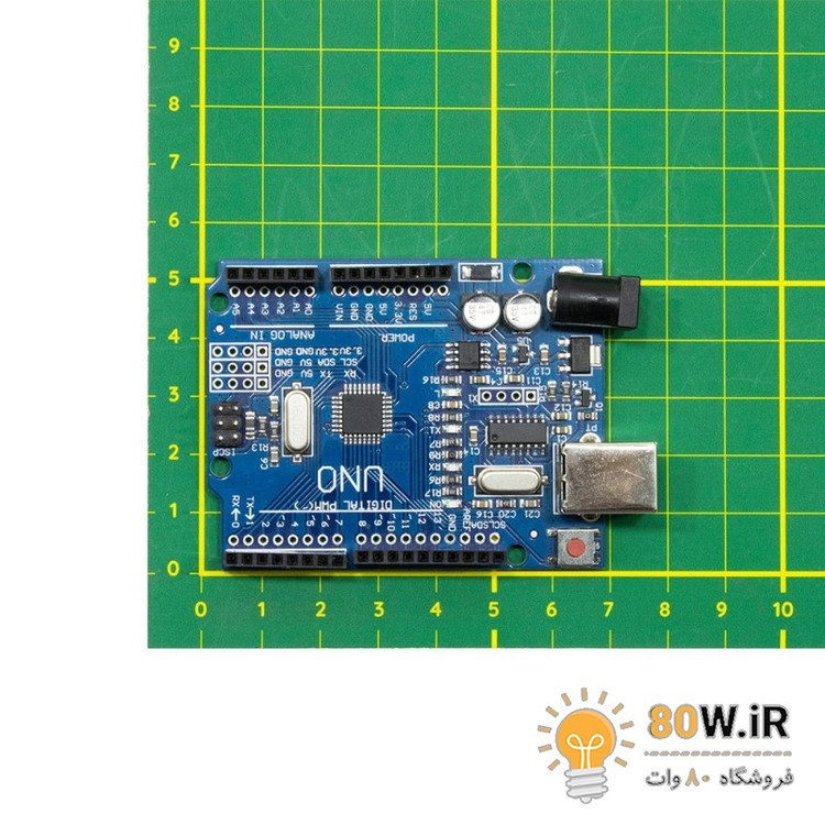 برد آردوینو Uno پردازنده مرکزی ATmega328 و چیپ مبدل CH340G