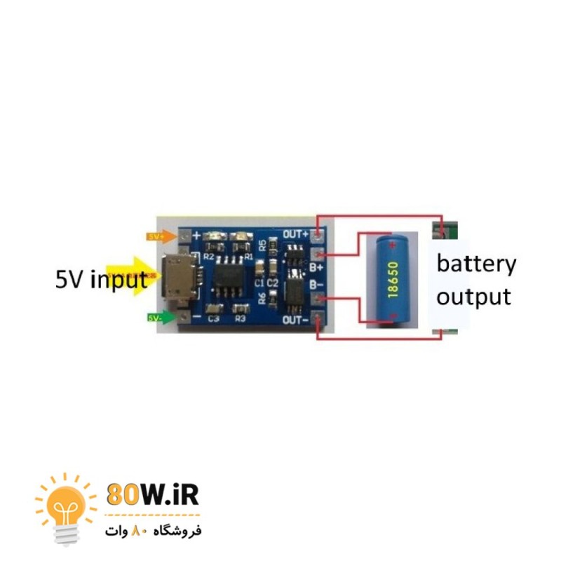 شارژر Micro USB باتری های لیتیومی به همراه محافظ