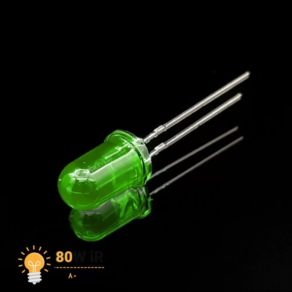 ال ای دی 5mm سبز مات پایه کوتاه