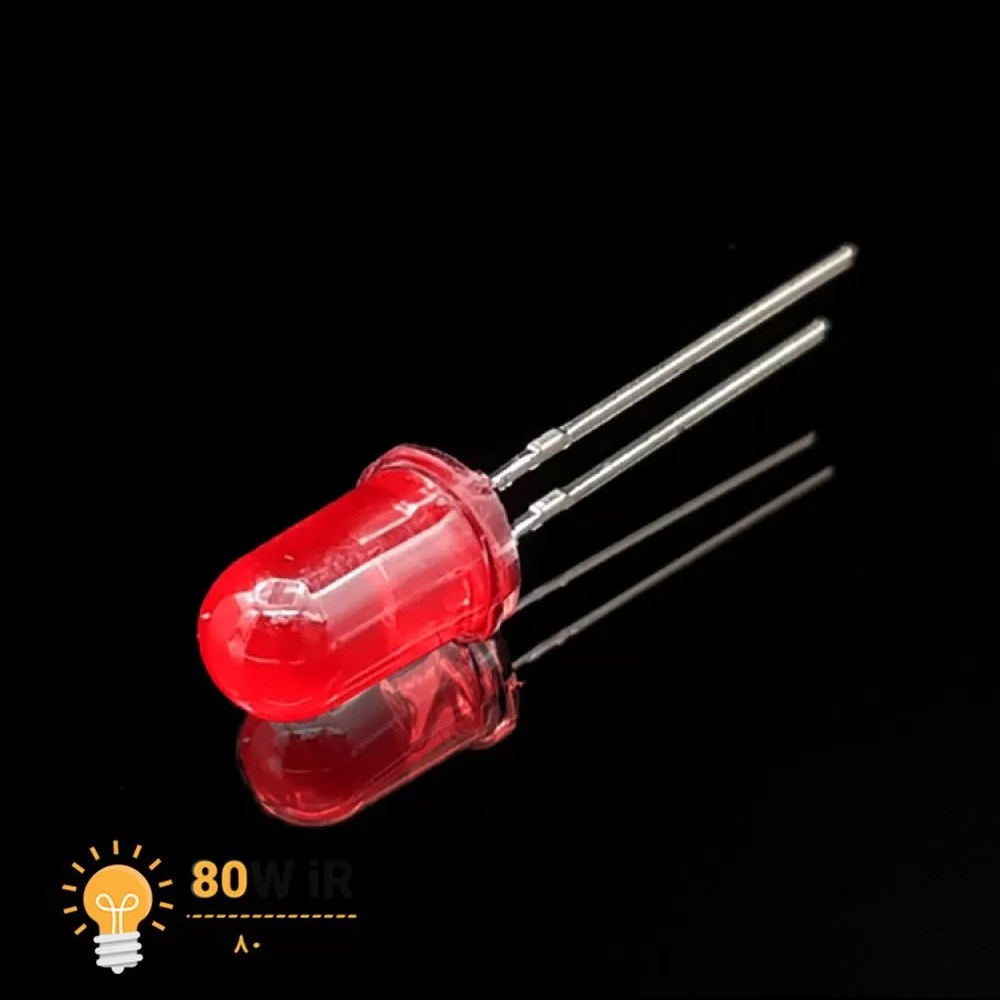 ال ای دی 5mm قرمز مات پایه کوتاه