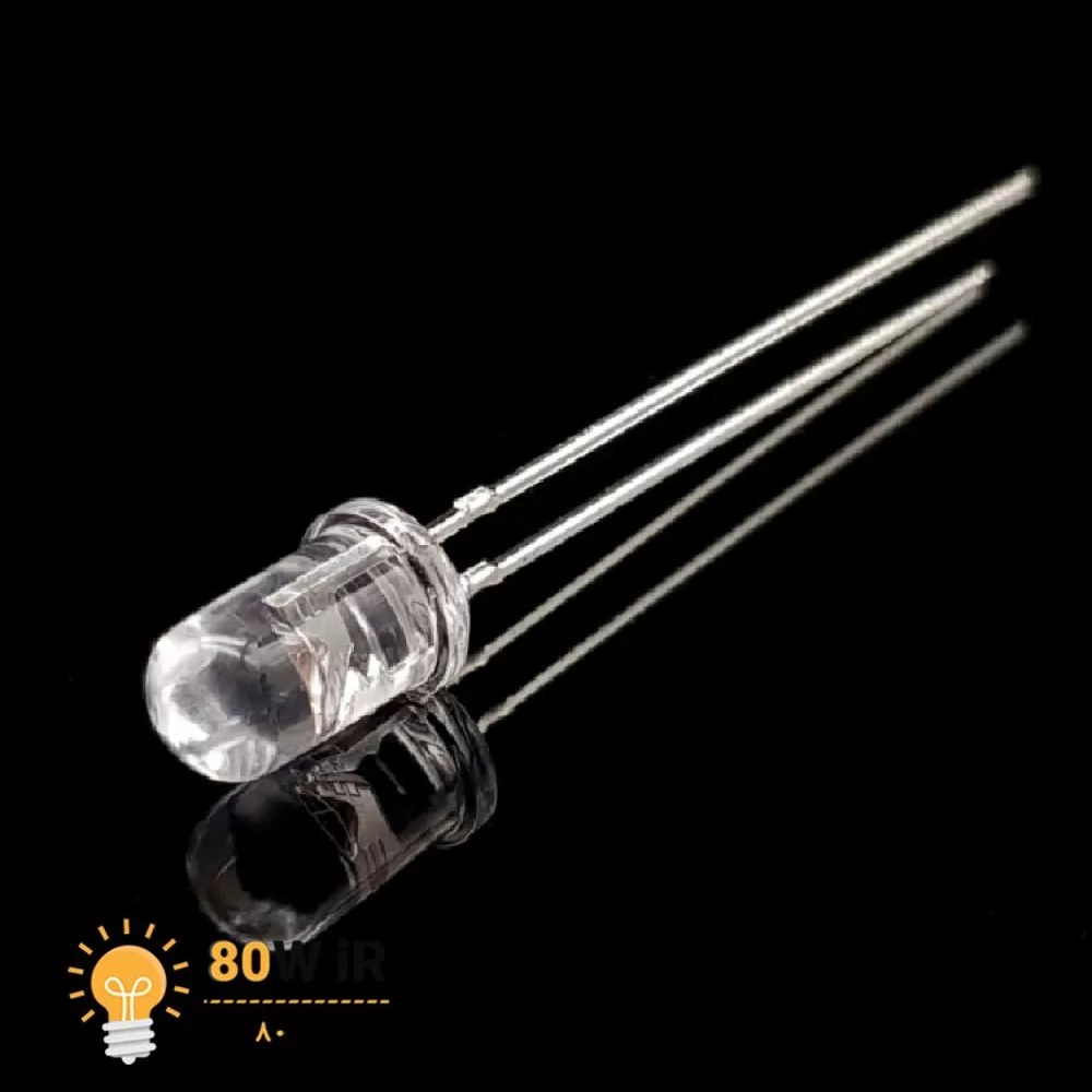 ال ای دی 5mm قرمز شیشه ای پایه بلند