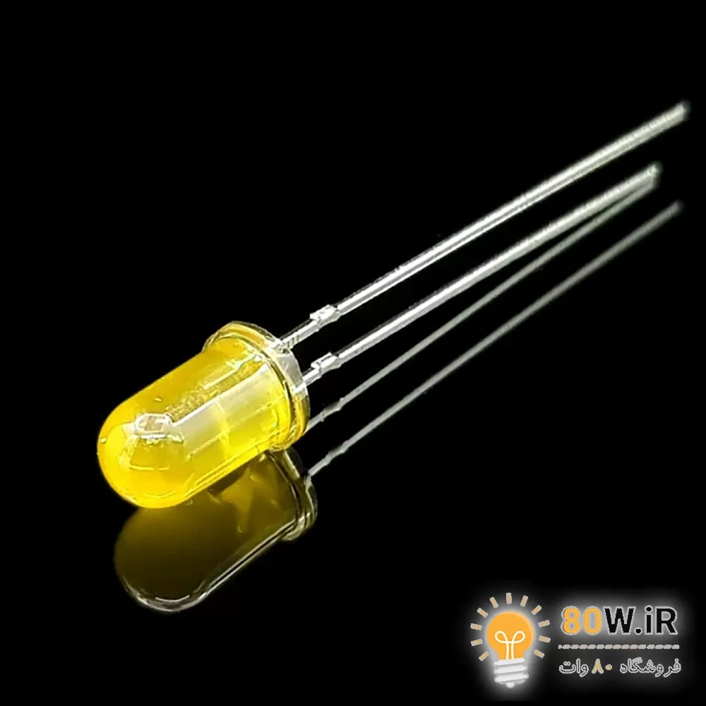 LED زرد 5mm مات پایه بلند