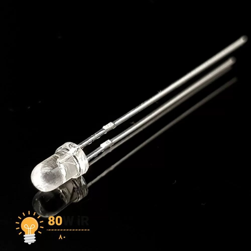 ال ای دی 3mm قرمز شیشه ای پایه بلند