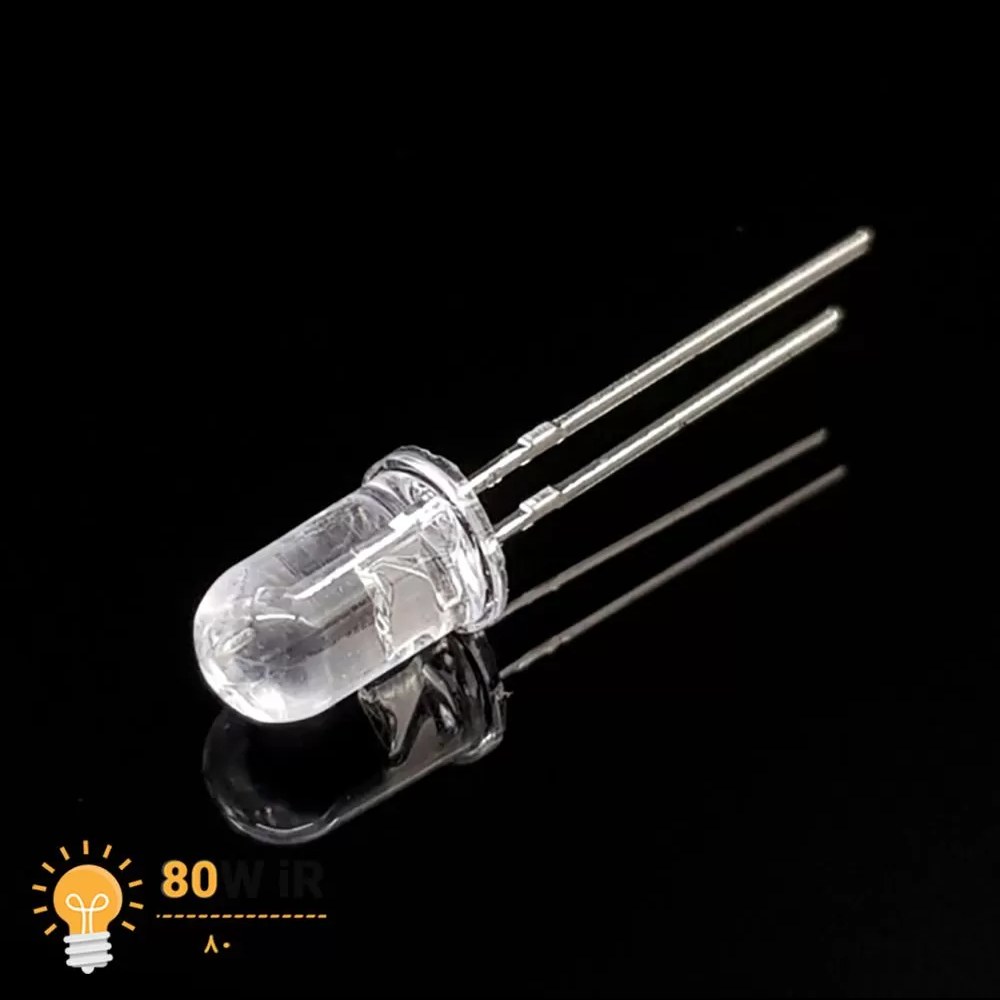 LED آبی 5mm شیشه ای پایه کوتاه
