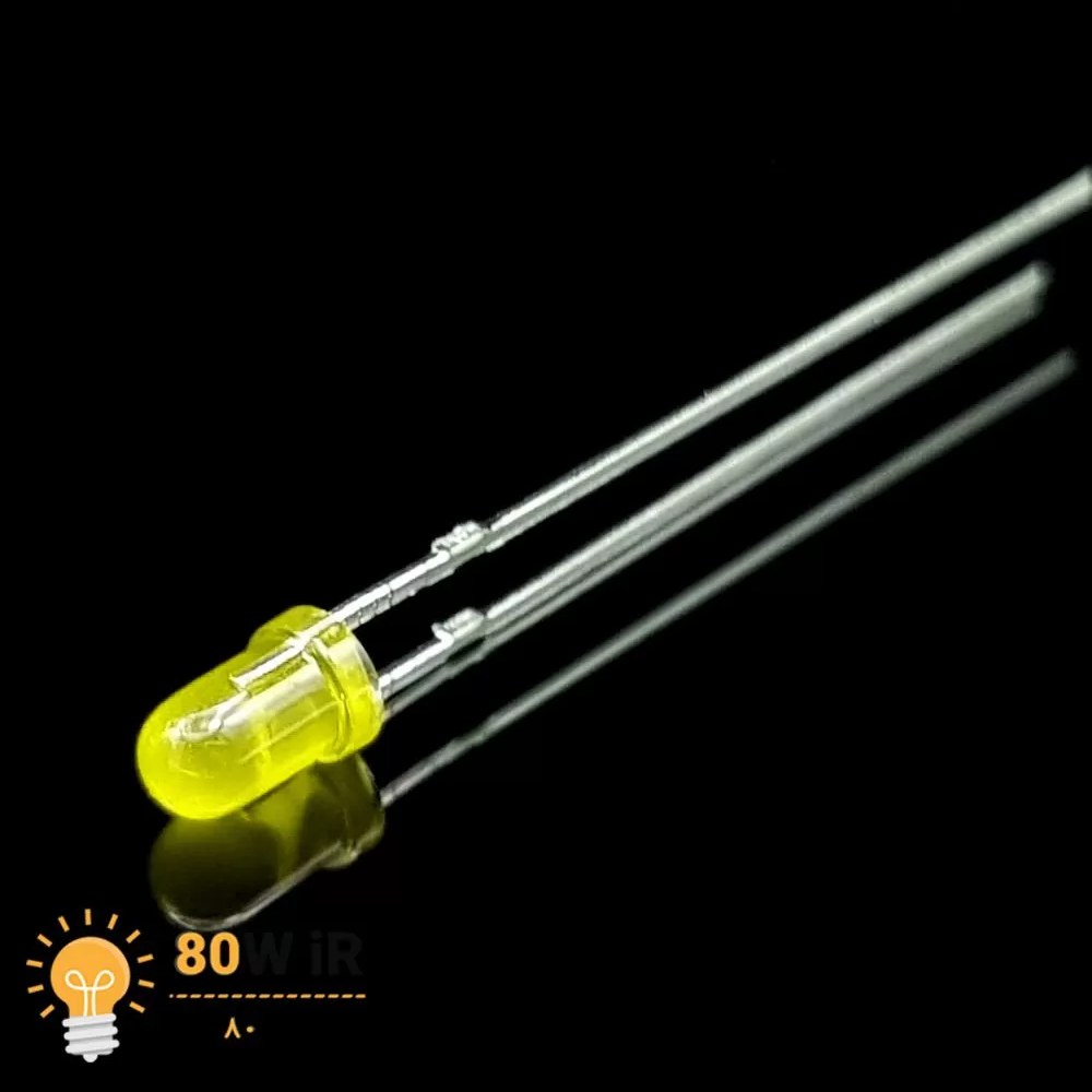 LED زرد 3mm مات پایه بلند