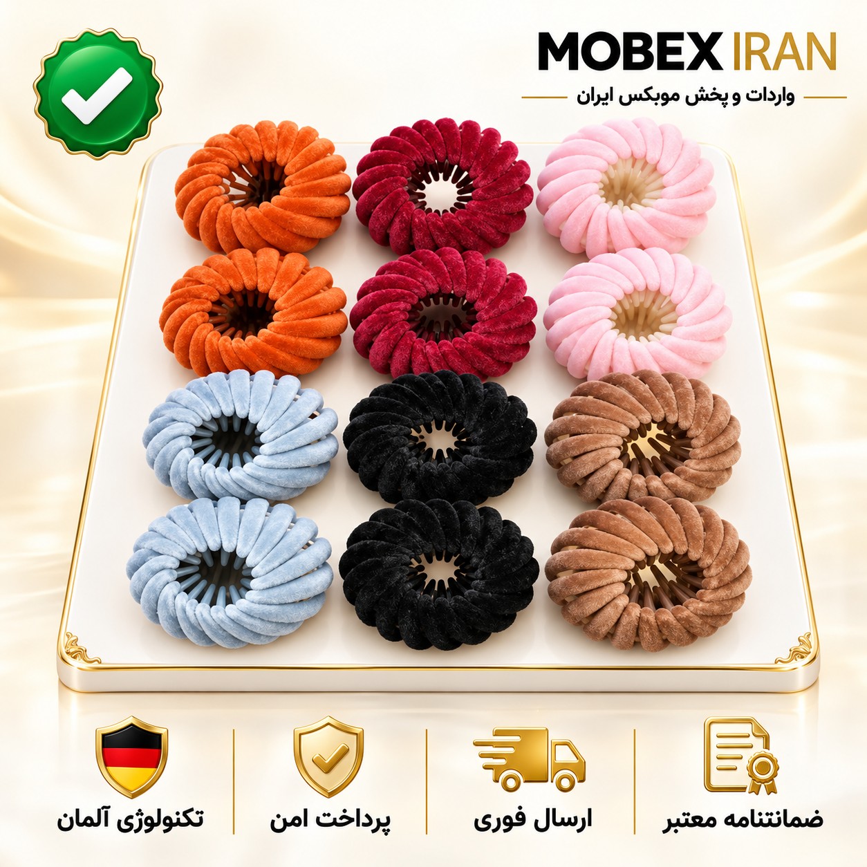 کلیپس مو/کلیپس سرحلقه ای/درجه یک چندرنگ/باضمانت/خریداقساطی/ارسال فوری