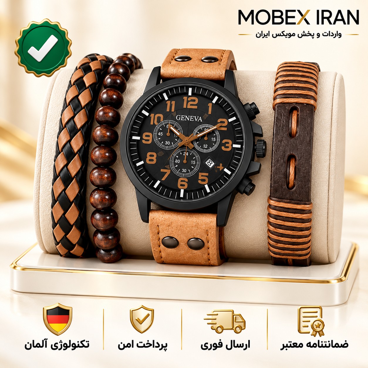 ساعت/ست ساعت مچی مردانه درجه یک ودستبند4عددی کلاسیک اسپرت باضمانت/ارسال فوری/خریداقساطی