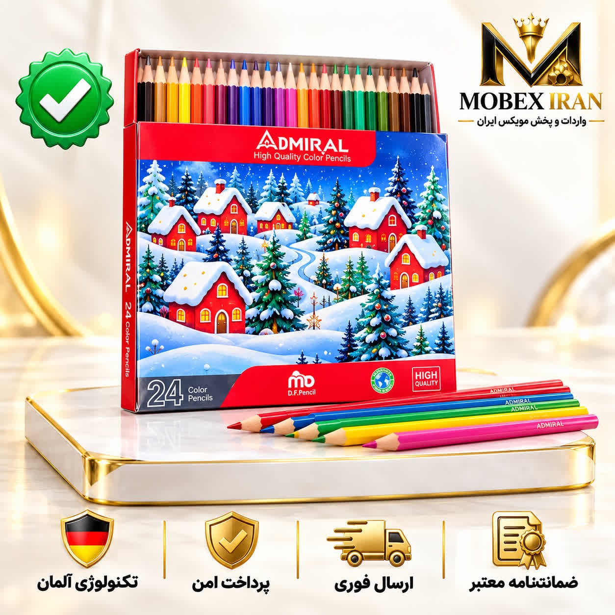 مدادرنگی/مدادرنگی 24رنگ ادمیرال/ارسال فوری/خریداقساطی