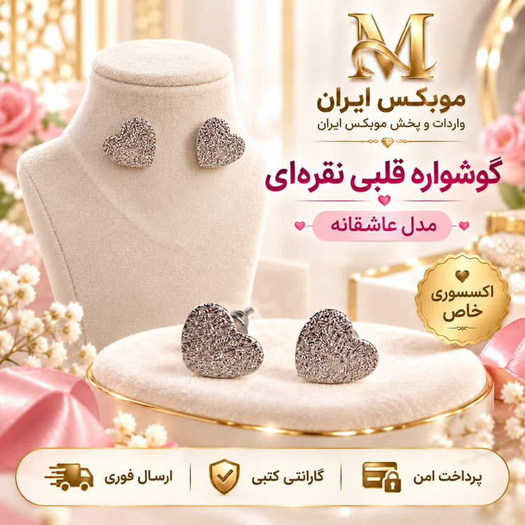 گوشوارهاکسسوری گوشواره مدل قلبی نقره ایارسال فوریخریداقساطی