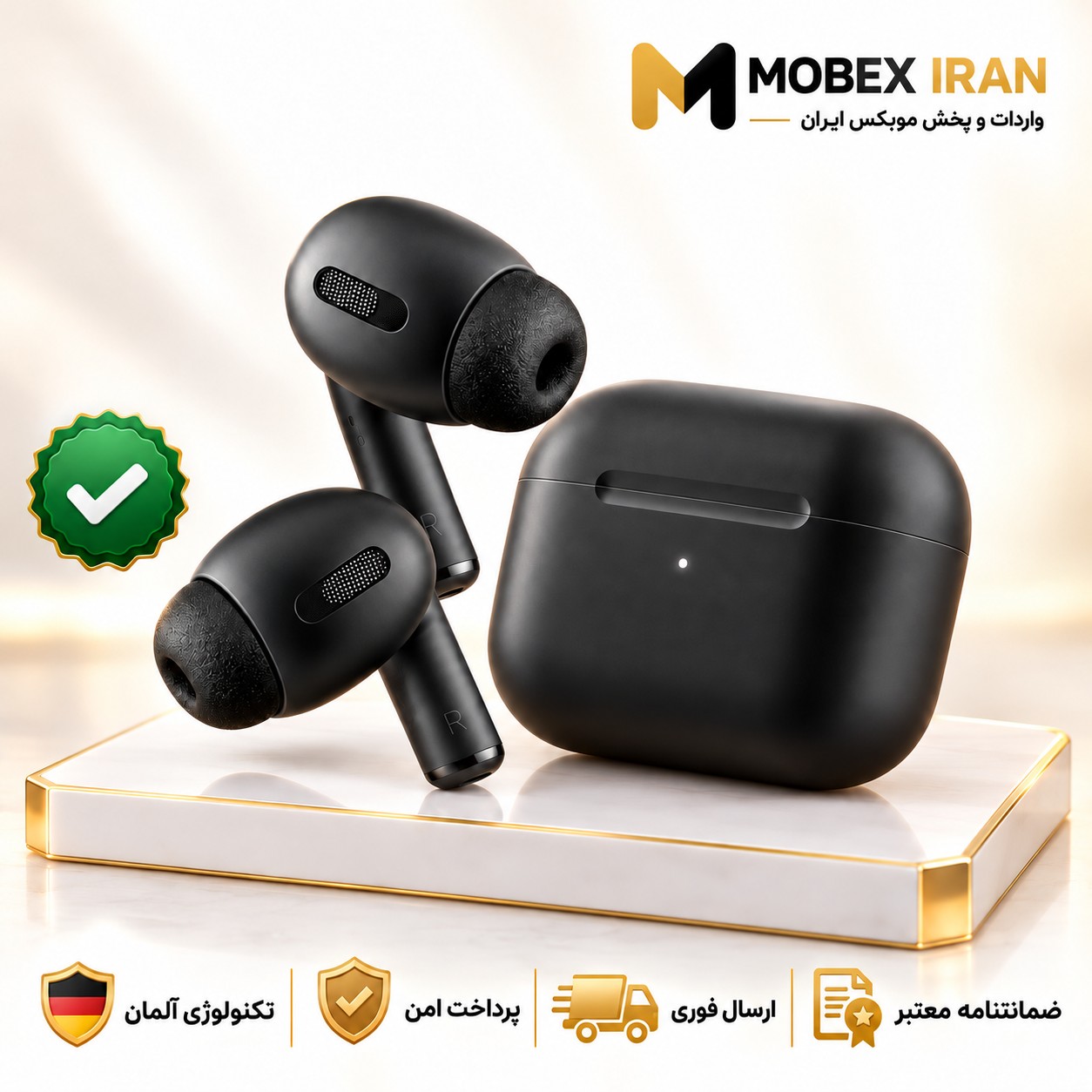 ایرپاد/هندزفری/ایرپادپرو2 مشکی/خریداقساطی/ارسال فوری/گارانتی کتبی
