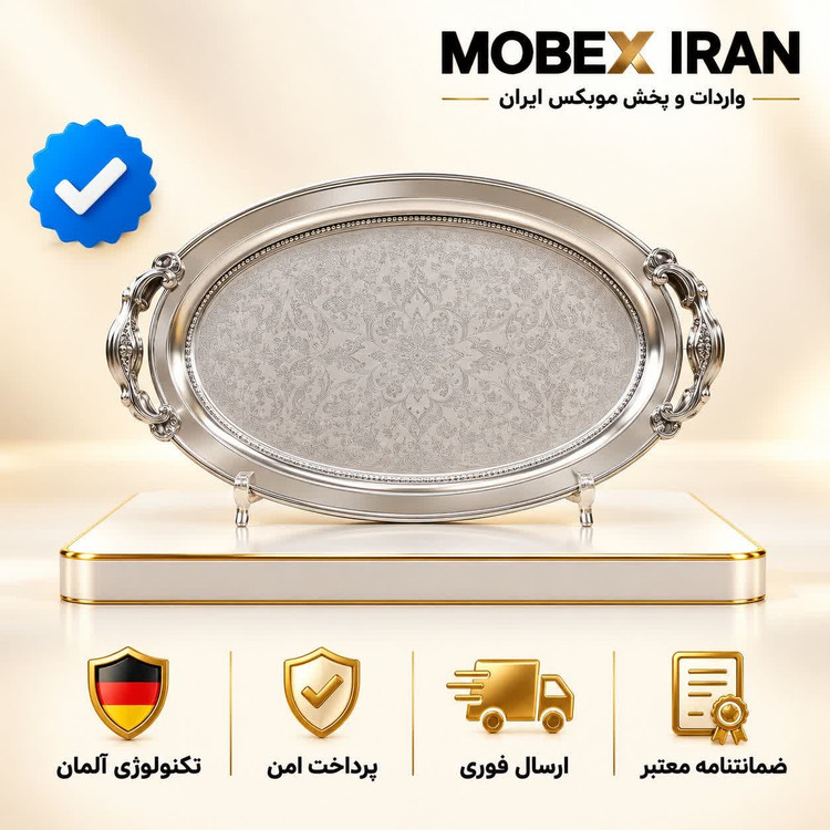 سینی استیل پذیرایی بیضی دسته دار نگیر کیفیت عالی اصلی /ارسال فوری/خریداقساطی