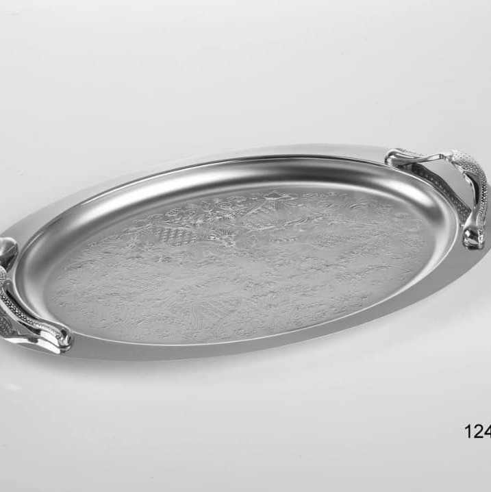 سینی استیل پذیرایی بیضی دسته دار نگیر کیفیت عالی اصلی /ارسال فوری/خریداقساطی