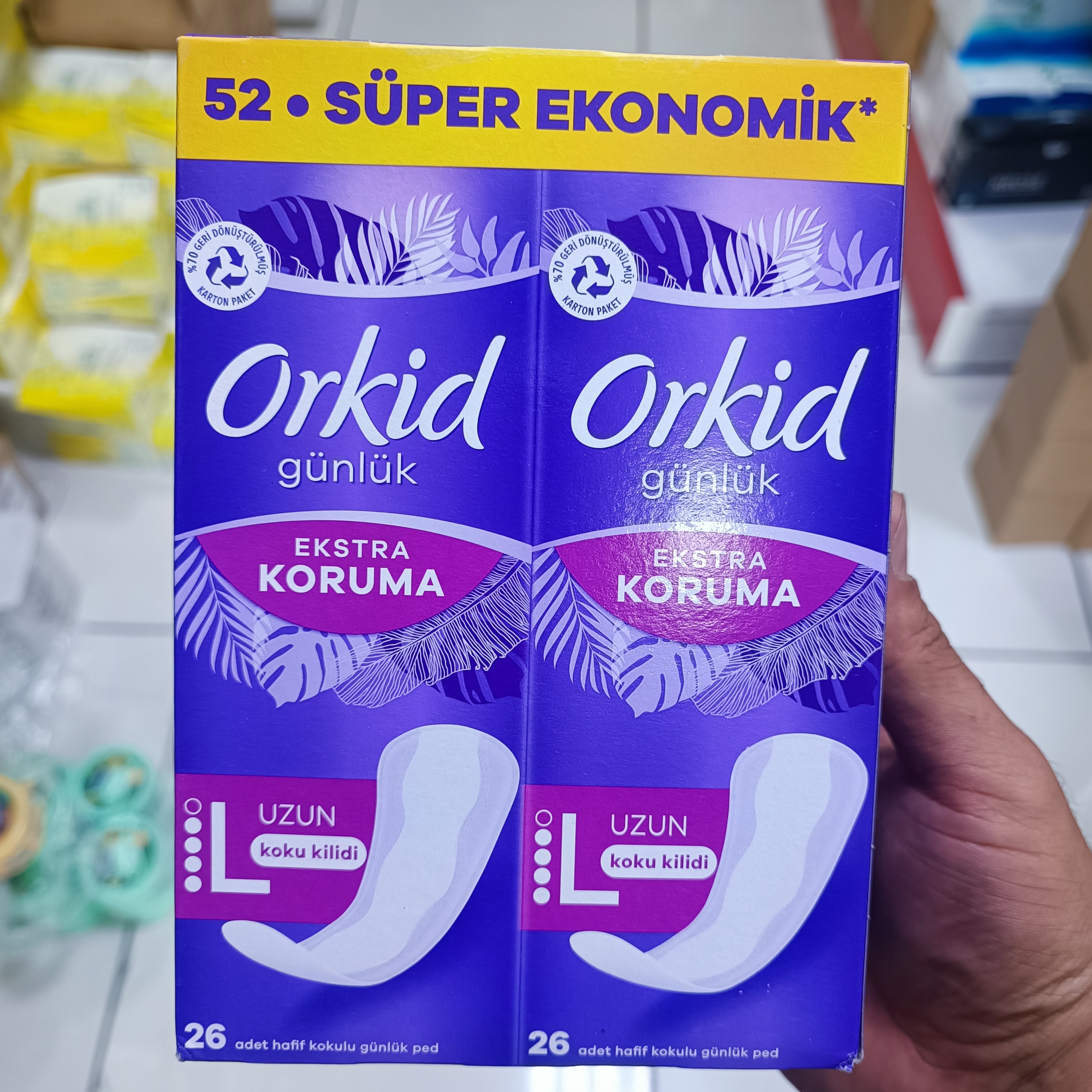 پد بهداشتی روزانه سایز بلند ارکید Orkid با قدرت جذب بالا بسته 52 عددی