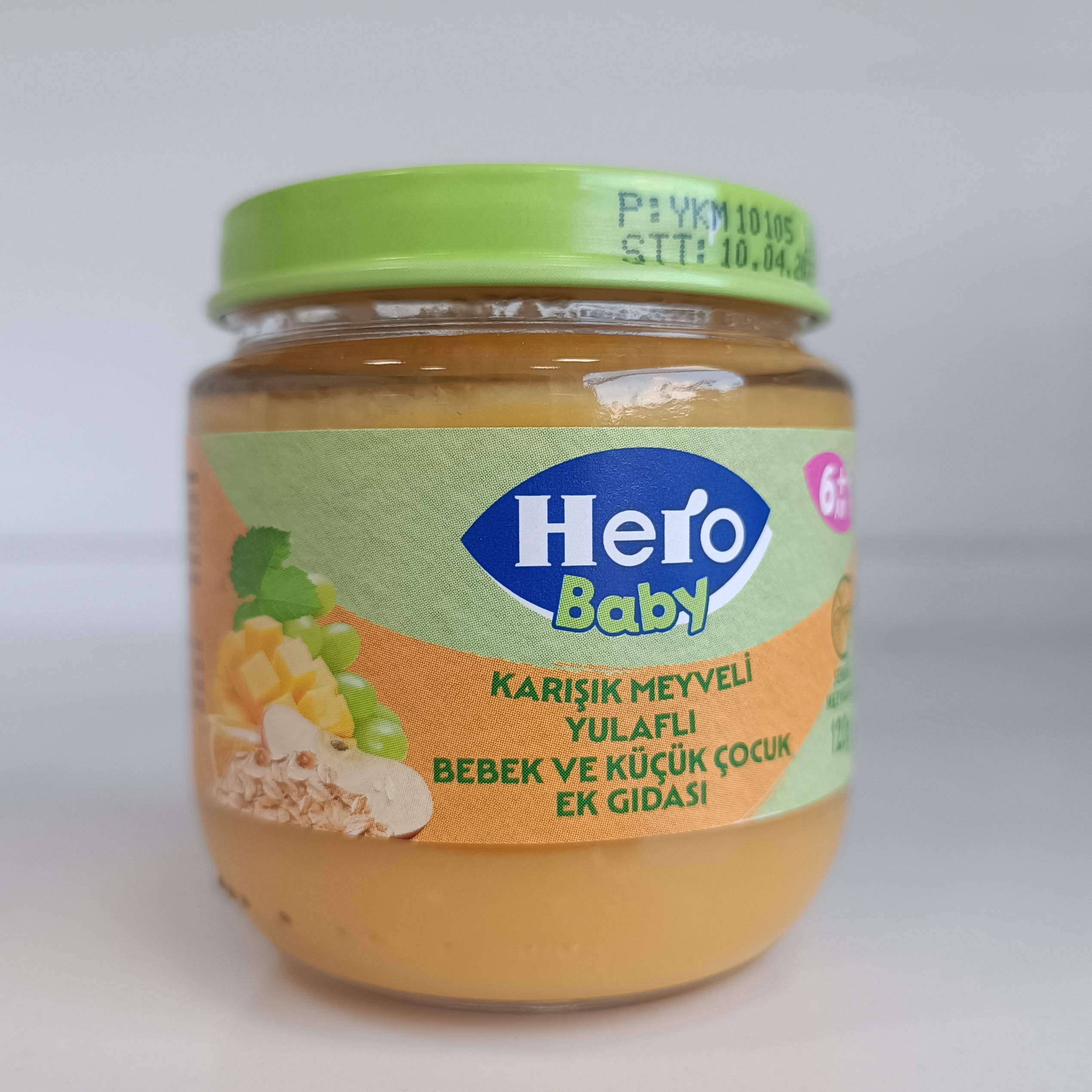 پوره مخلوط چند میوه با جو دوسر بدون شکر افزوده 120 گرمی هرو بیبی Hero Baby
