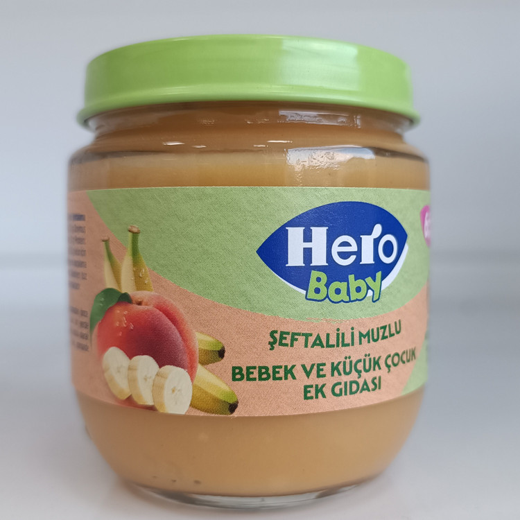 پوره میوه موز و هلو بدون شکر افزوده 120 گرمی هرو بیبی Hero Baby