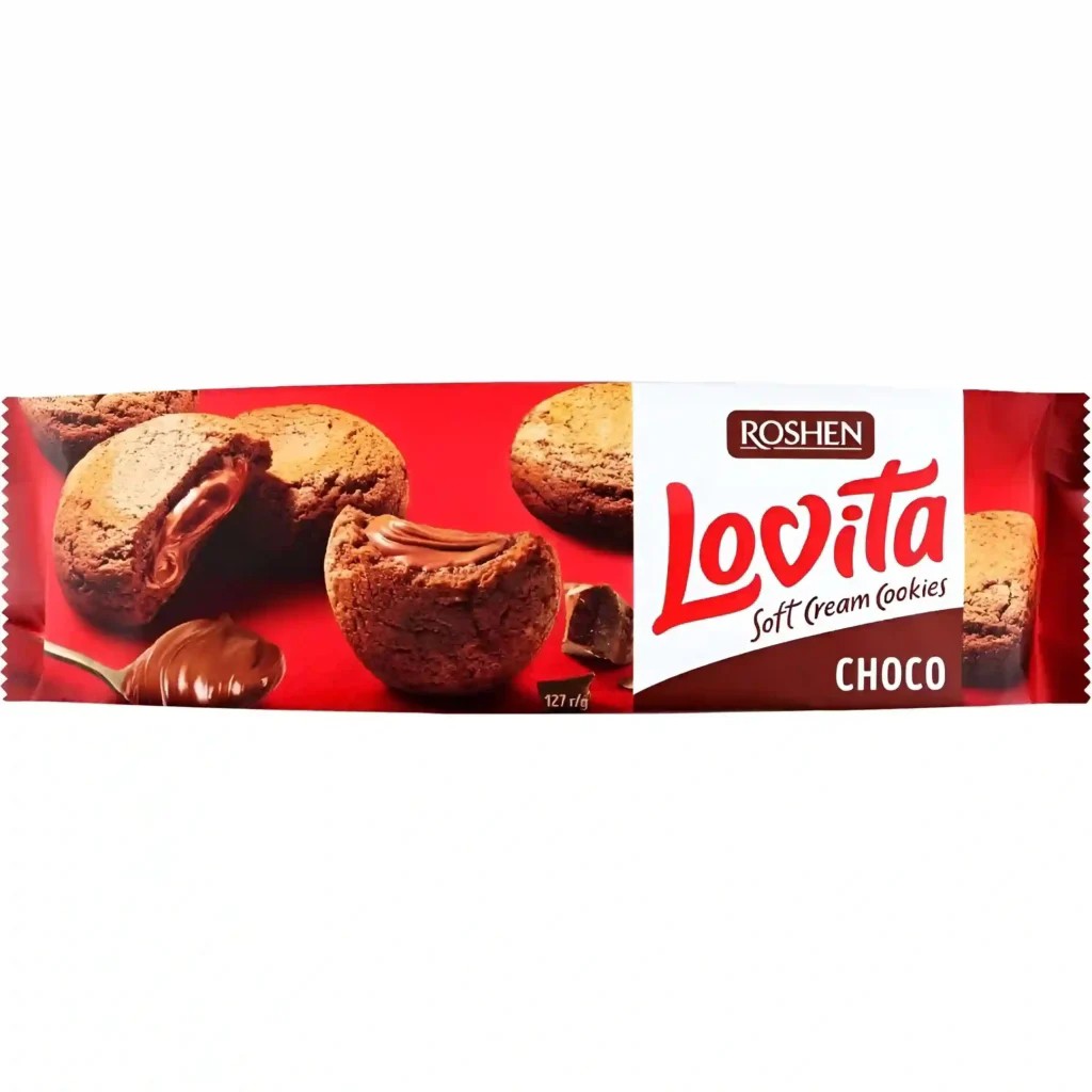 کوکی لاویتا روشن با مغز کرم شکلاتی Roshen Lovita Choco وزن 127 گرم