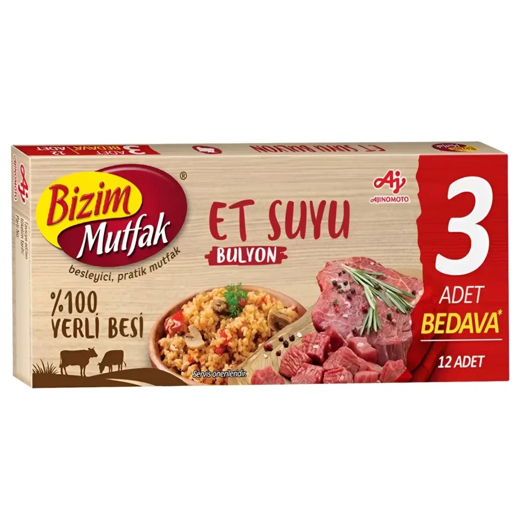 عصاره گوشت بیزیم موتفاک Bizim Mutfak مدل Et Suyu بسته 12 عددی وزن 120 گرم