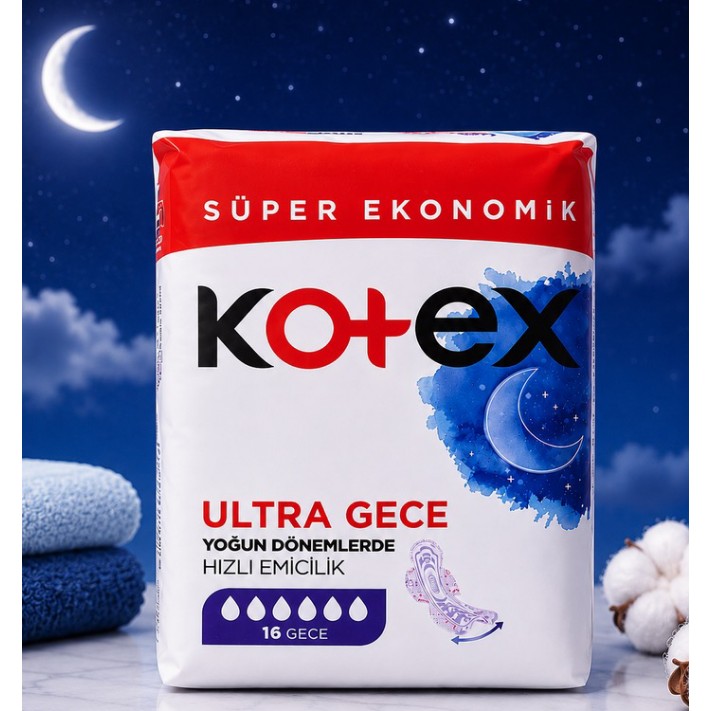 نوار بهداشتی کوتکس ویژه شب مدل ULTRA تعداد 16عددی kotex