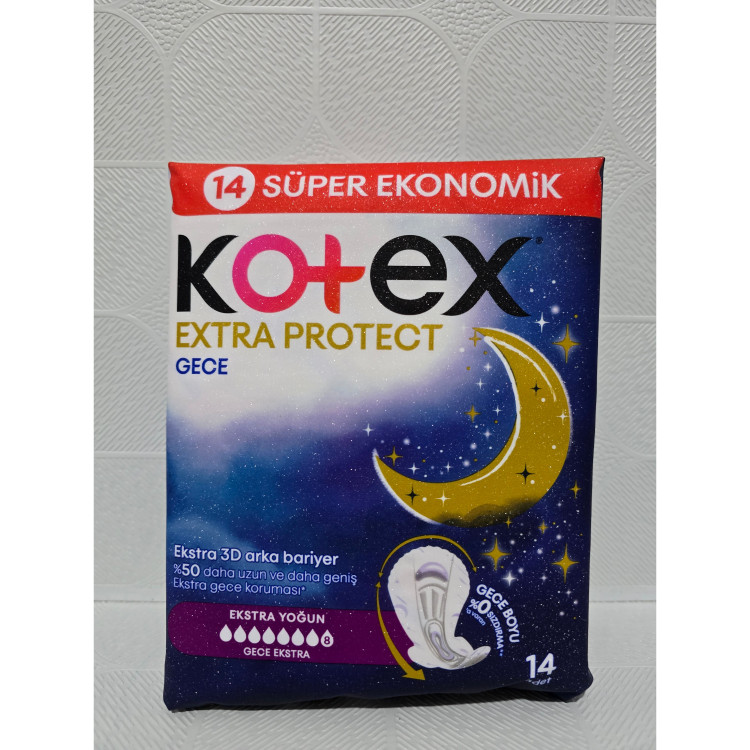 نوار بهداشتی کوتکس kotex شب مدل Extra Protect بسته 14 عددی