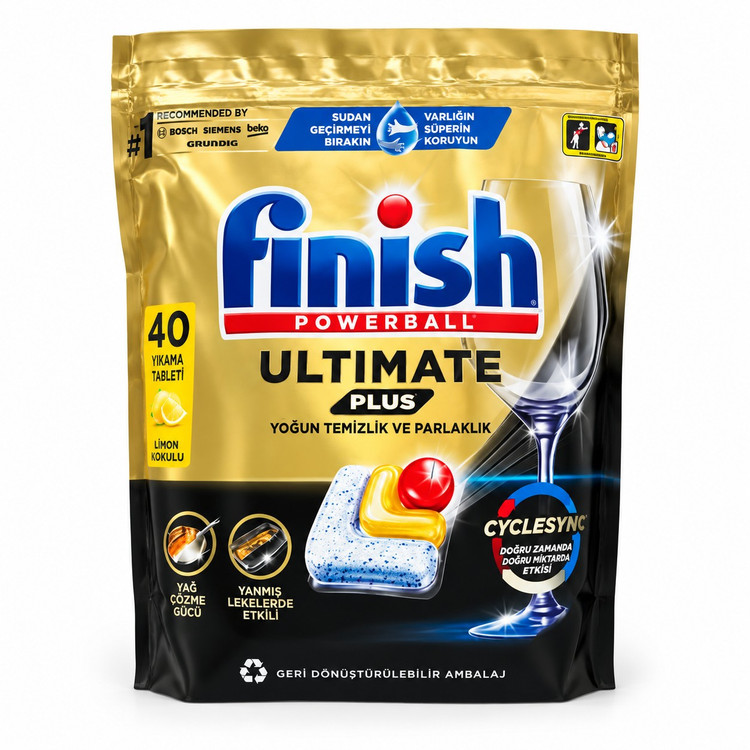 قرص ماشین ظرفشویی Finish Powerball Ultimate Plus بسته 40 عددی