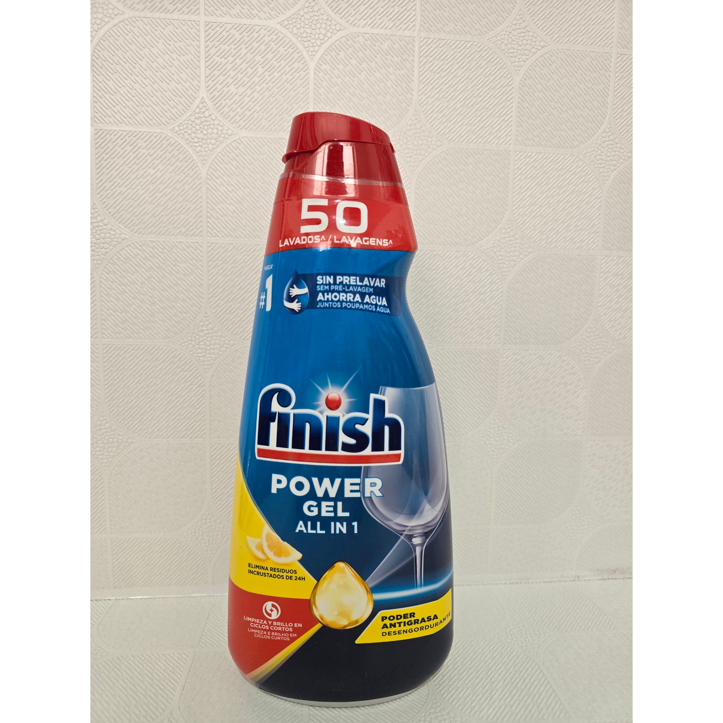 مایع ژل ماشین ظرفشویی فینیش مدل Power Gel All in 1 لیمویی، 50 بار شستوشو حجم یک لیتر