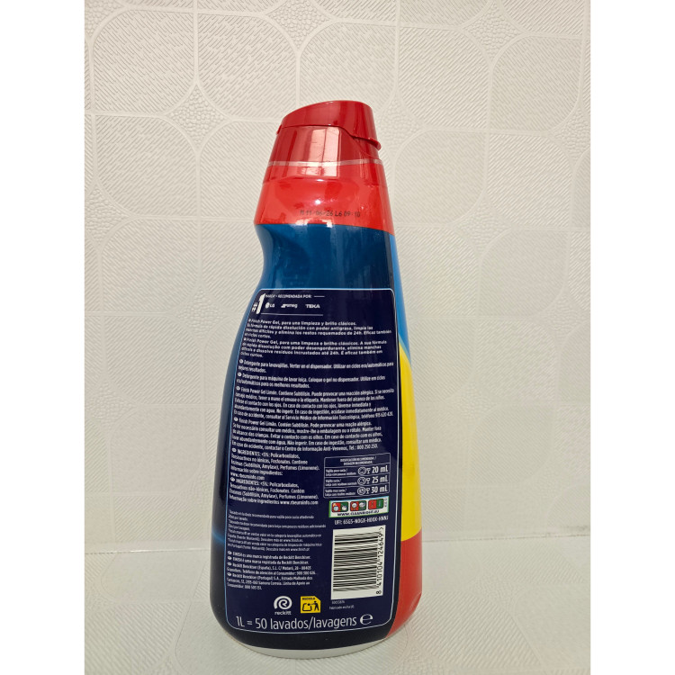 مایع ژل ماشین ظرفشویی فینیش مدل Power Gel All in 1 لیمویی، 50 بار شستوشو حجم یک لیتر